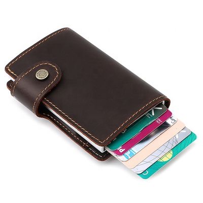 품질  Normcore/luxury aluminum leather card holder wallet minimalist wholesale men
